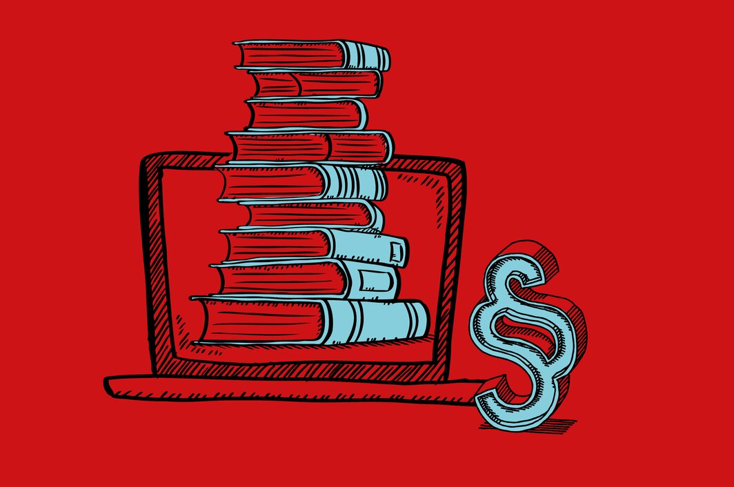 Illustration mit Büchern in einem Notebook